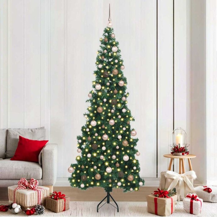 vidaXL Pom de Crăciun Artificial pentru Colț Verde 210 cm PVC și Metal 3397274