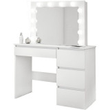 Masa de toaleta/machiaj, alb lucios, cu oglinda si LED-uri, Irina, 94x43x141 cm GartenVIP DiyLine, Artool