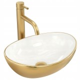 Lavoar pentru blat Basaro Sofia Gold / Alb