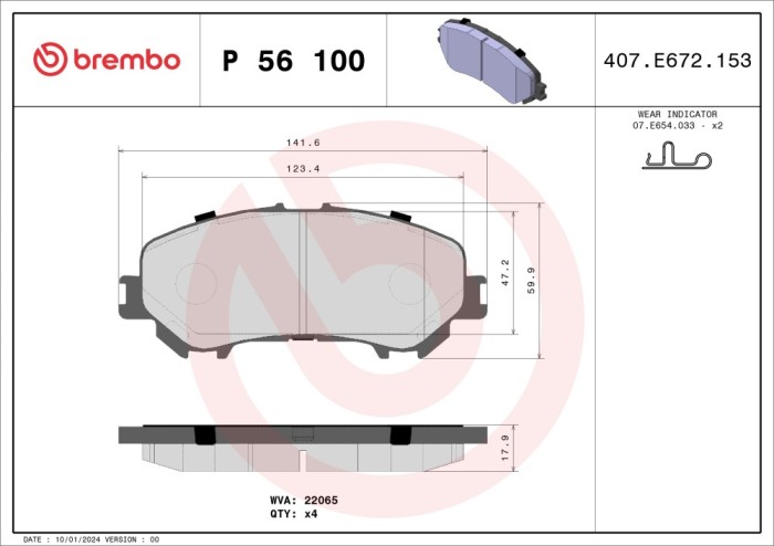 BREMBO P 56 100 PRIME LINE set placute frana,frana disc