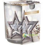 Lumanare Parfumata in Pahar Imprimat Stelute de Iarna
