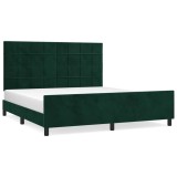 Cumpara ieftin Cadru de pat fara saltea, verde inchis, 160x200 cm, catifea