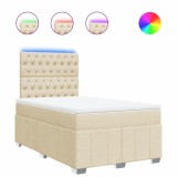Cumpara ieftin Pat continental cu saltea, crem, 120x190 cm, textil