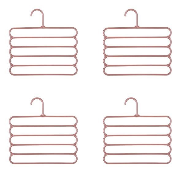 Set 4 umerase multifunctionale din plastic cu 5 pozitii pentru pantaloni, fuste, cravate, prosoape, care ajuta la economisirea s