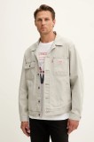 Levi&#039;s geaca jeans culoarea gri, de tranzitie, oversize, A4820