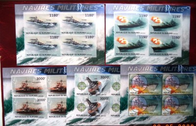 BURUNDI 2012 - NAVIGATIE. NAVE MILITARE, BLOCURI NDT MNH, R24 foto