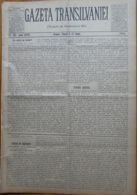 Gazeta Transilvaniei , Numer de Dumineca , Brasov , nr. 122 , 1904 foto