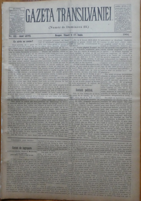 Gazeta Transilvaniei , Numer de Dumineca , Brasov , nr. 122 , 1904