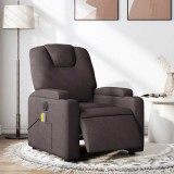 VidaXL Fotoliu electric de masaj rabatabil, maro &icirc;nchis, textil