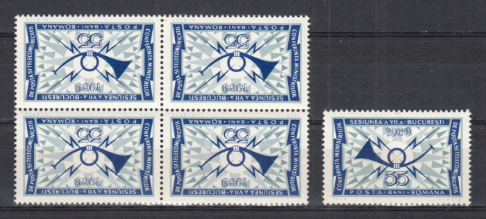 1969 LP 700 CONFERINTA MINISTRILOR DE POSTA SI TELECOMUNICATII BLOC DE 4+1 MNH