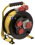 Cumpara ieftin Tambur de cablu 25m 5x2.5 CEE cu siguranta, profesional IP44 cu 2 prize 230V schuko si o priza trifazica 5 poli 16A, As Schwabe