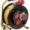 Tambur de cablu 25m 5x2.5 CEE cu siguranta, profesional IP44 cu 2 prize 230V schuko si o priza trifazica 5 poli 16A
