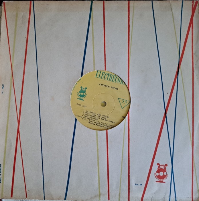 Disc vinil - Cintece vechi (10&quot;, Comp, Mono, RE)-Electrecord -EPD 1093