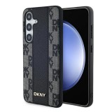 Husa piele Samsung Galaxy S24 Plus DKNY Leather Checkered Mono Pattern MagSafe, negru, DKHMS24MPCPVSLK