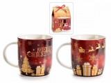 Cumpara ieftin Set 2 cani portelan in cutie cadou Craciun Village 8x9 cm, 350 ml