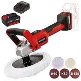 Einhell CE-CP 18/180 Li E PXC + Starter Kit - Masina de lustruit 180 mm + Set 1 acumulator si incarcator Li-Ion 18 V 4 Ah