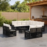 Cumpara ieftin Set de canapele pentru gradina 12 buc. Negru si Alb crem