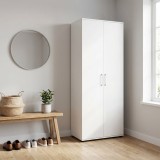 Dulap Multifunctional Adore Porto, 2 usi, 8 rafturi, Alb, 76x187x36 cm