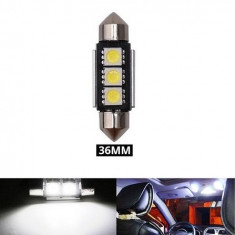 Bec Led Sofit C5W, 3 SMD, 36mm, 12V, Canbus, Pentru Plafoniere, Portbagaj, Lumina Alb 6000K KRU156