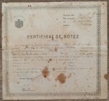 Certificat de botez Dragasani, Valcea 1911