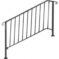 Balustrada fier forjat, 4-5 trepte Vivatechnix Negru Mat, Inaltime 99.8 cm, lungime 144.7 cm, pozitii reglabile