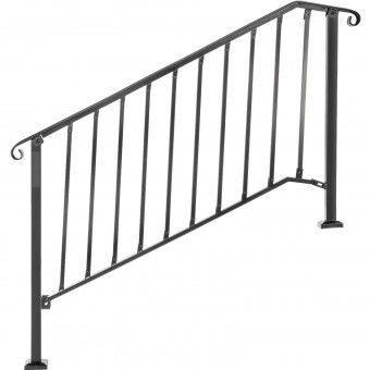 Balustrada fier forjat, 4-5 trepte Vivatechnix Negru Mat, Inaltime 99.8 cm, lungime 144.7 cm, pozitii reglabile foto
