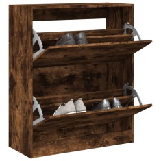 vidaXL Pantofar, stejar fumuriu, 80x34x96,5 cm, lemn compozit