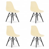 Cumpara ieftin Set 4 scaune stil scandinav, Artool, Osaka, PP, lemn, crem si negru, 46x54x81 cm
