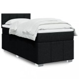 Cumpara ieftin Pat box spring cu saltea, negru, 90x200 cm, textil