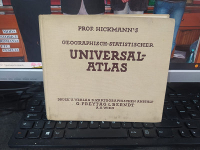 Universal Atlas 1930/31, prof. Hickmann Wien Viena, legătoria Urania Oradea, 009 foto