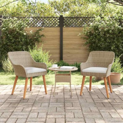 vidaXL Scaun pentru Grădină 2 pcs Bej 55 x 62.5 x 82cm poliratan 42006215 foto