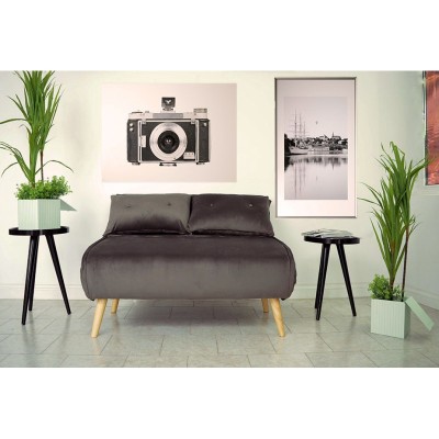 Canapea Extensibila 123x77x190 cm Catifea Dark Grey foto