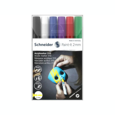 Marker cu vopsea acrilică Paint-It 310 2 mm Schneider 6 buc/set 1 foto