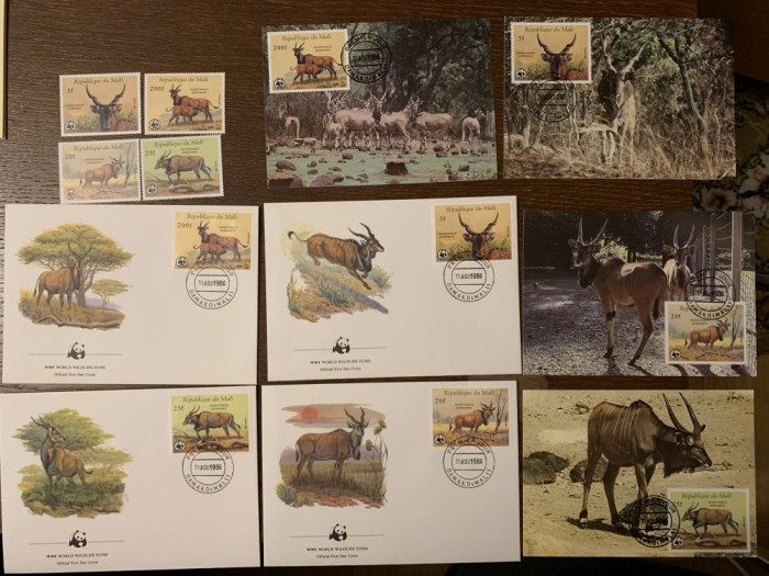 mali - serie 4 timbre MNH, 4 FDC, 4 maxime, fauna wwf