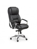 Scaun directorial HM Foster, Piele naturala, Mecanism Multiblock, Suport lombar, Inaltime ajustabila, 120 kg, 125x68x54 cm, Negru