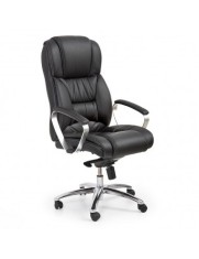 Scaun directorial HM Foster, Piele naturala, Mecanism Multiblock, Suport lombar, Inaltime ajustabila, 120 kg, 125x68x54 cm, Negru