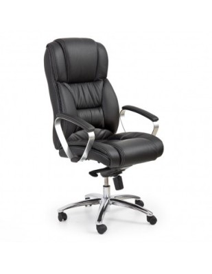 Scaun directorial HM Foster, Piele naturala, Mecanism Multiblock, Suport lombar, Inaltime ajustabila, 120 kg, 125x68x54 cm, Negru foto