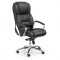 Scaun directorial HM Foster, Piele naturala, Mecanism Multiblock, Suport lombar, Inaltime ajustabila, 120 kg, 125x68x54 cm, Negru
