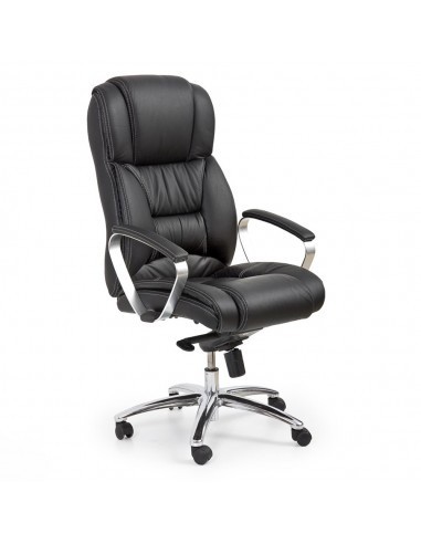 Scaun directorial HM Foster, Piele naturala, Mecanism Multiblock, Suport lombar, Inaltime ajustabila, 120 kg, 125x68x54 cm, Negru