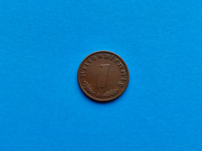 1 Pfennig 1938 lit. A -Germania-stare buna-patina- foto