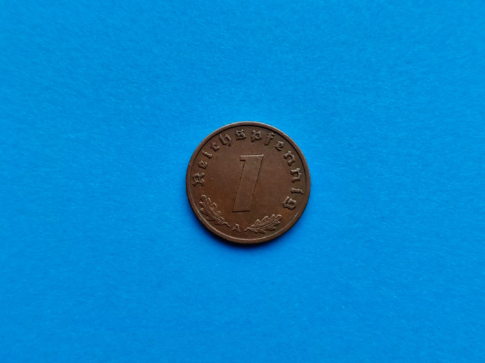 1 Pfennig 1938 lit. A -Germania-stare buna-patina-