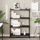 Gossi biblioteca cu 4 niveluri, negru, 80x30x120 cm, lemn prelucrat