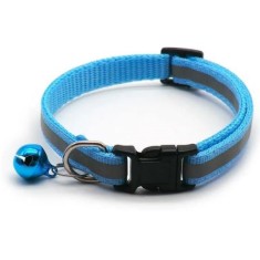 Zgarda reflectorizanta pentru pisica sau caine, cu clopotel, reglabila - Bleu