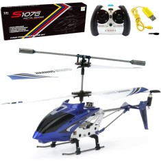 Elicopter cu Telecomanda S107G, Giroscop, 3 Canale, Elice Flexibile, Rezistent la Cazaturi, Aluminiu/ABS, USB, Copii si Adulti, Albastru
