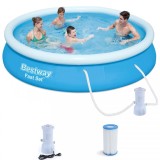 BESTWAY 366x76cm Piscina Rotunda Fast Set cu Pompa de Filtru completa Performance AutoTuning