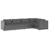 Set mobilier de gradina cu perne, 5 piese, gri, poliratan