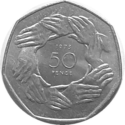 Marea Britanie moneda comemorativa 50 Pence 1973 - UNC foto