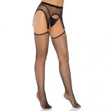 LEG AVENUE - INDUSTRIAL NET STOCKINGS WITH O RING ATTACHED GARTER BELT ONE SIZE, LEG AVENUE HOSIERY