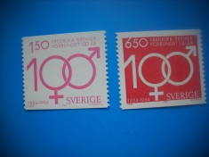 HOPCT TIMBRE SUEDIA MNH 935 DREPTURILE OMULUI 1984 -2 VALORI-NESTAMPILAT