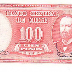 M1 - Bancnota foarte veche - Chile - 100 pesos - 1960